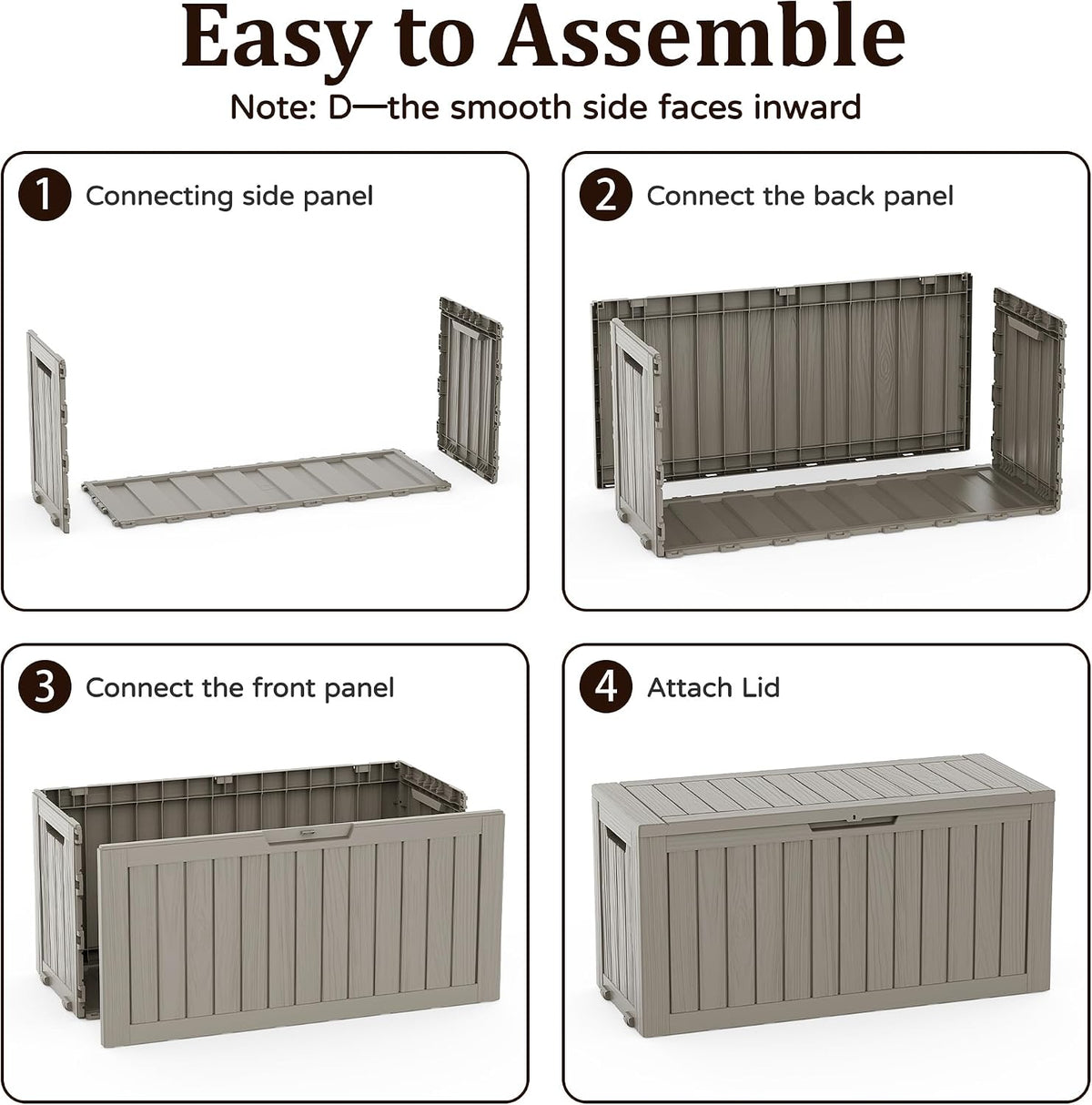 Outdoor Storage Box,120 Gallon Lockable Deck Box with Wheels,Grey