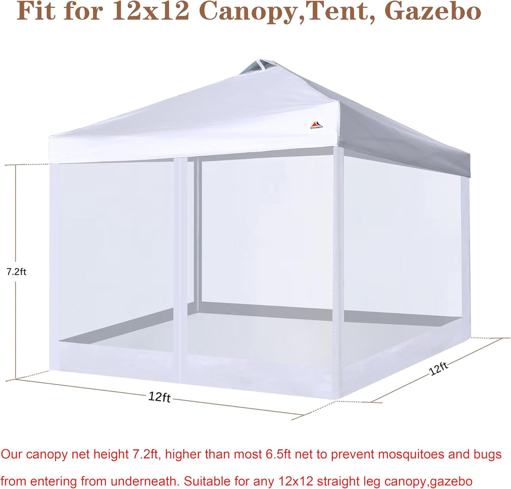 SCOCANOPY Replacement Mesh sidewall for Most 12x12 Canopy Or Gazebo,(White)