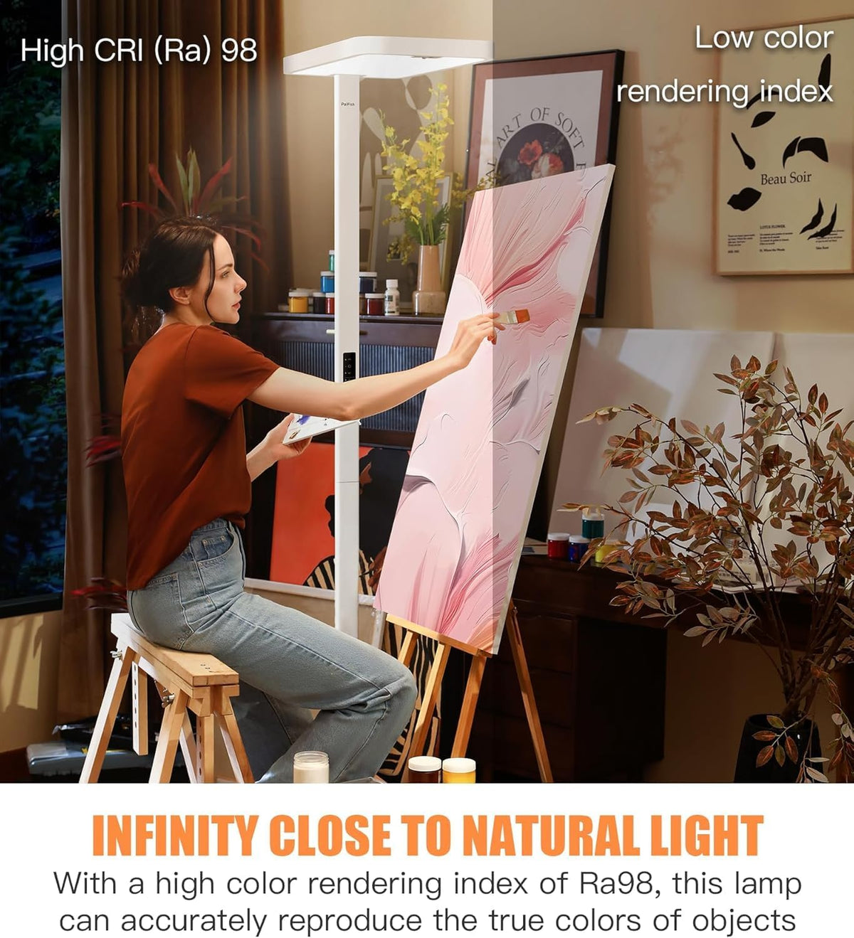 Pure Light Floor Lamp, Motion Sensor, 9500LM, 4000K, Dimmable