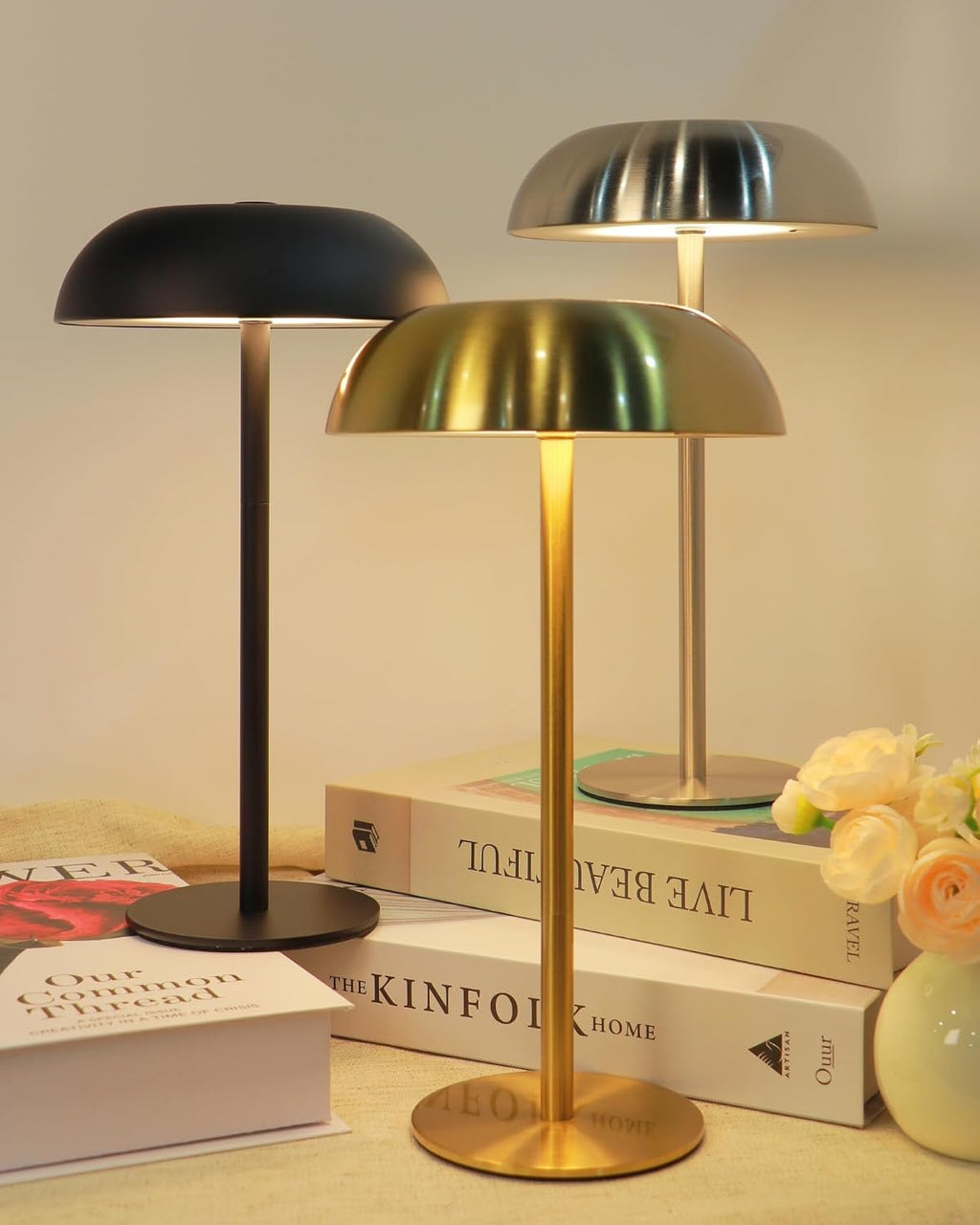 cordless 11" mushroom table lamp with dimmable 3, view 9