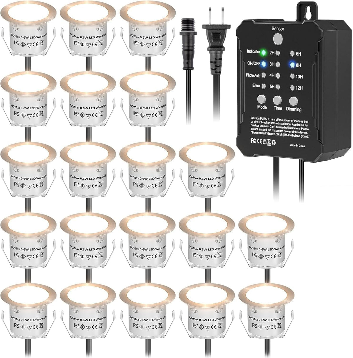 hiboitec 20 packs low voltage deck lights kit shown in use