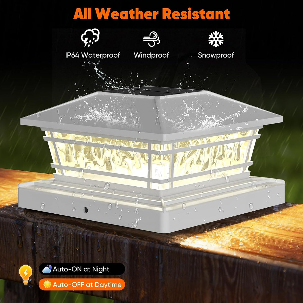 Solar Post Cap Lights Outdoor 8 RGB Solid Colors & Color Changing