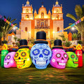 7FT Halloween Inflatable Blow Up Decorations, Dia de Los Muertos Decorations, Day of Dead Inflatable Sugar Skull Dia de Los Muertos, Built-in LEDs for Holiday Party, Garden, Lawn, Yard, Patio Décor
