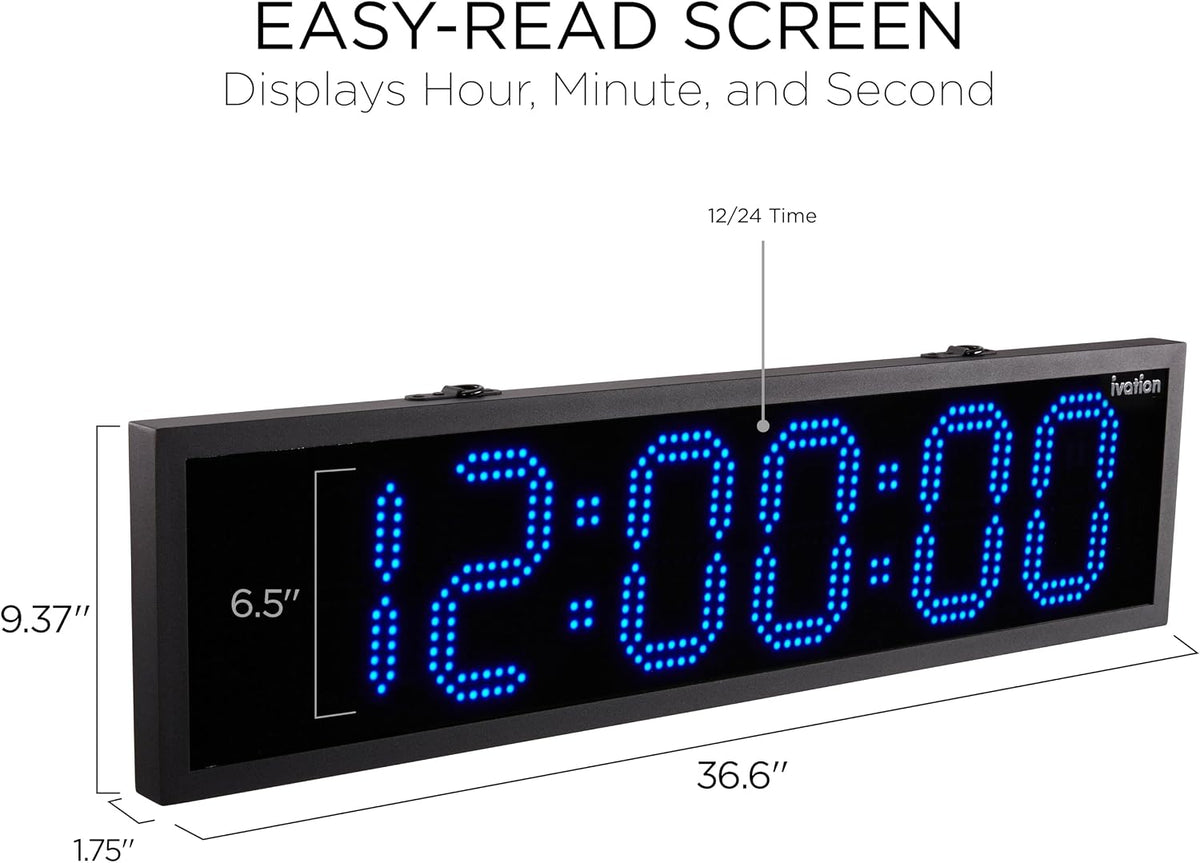 Ivation Large Outdoor Waterproof Digital Clock w/Big Display & Timer, 36"