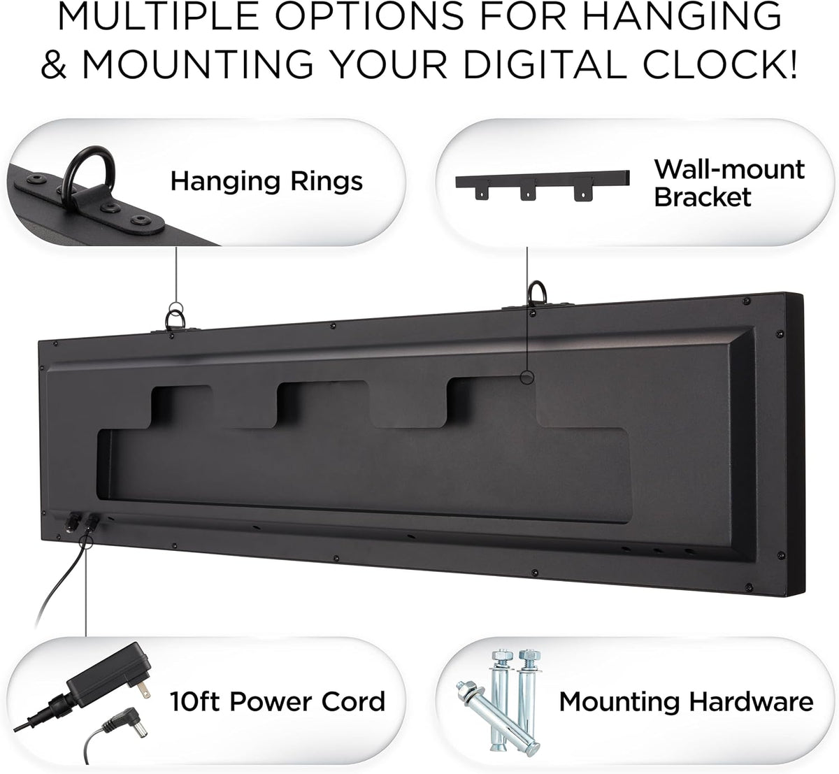 Ivation Large Outdoor Waterproof Digital Clock w/Big Display & Timer, 36"