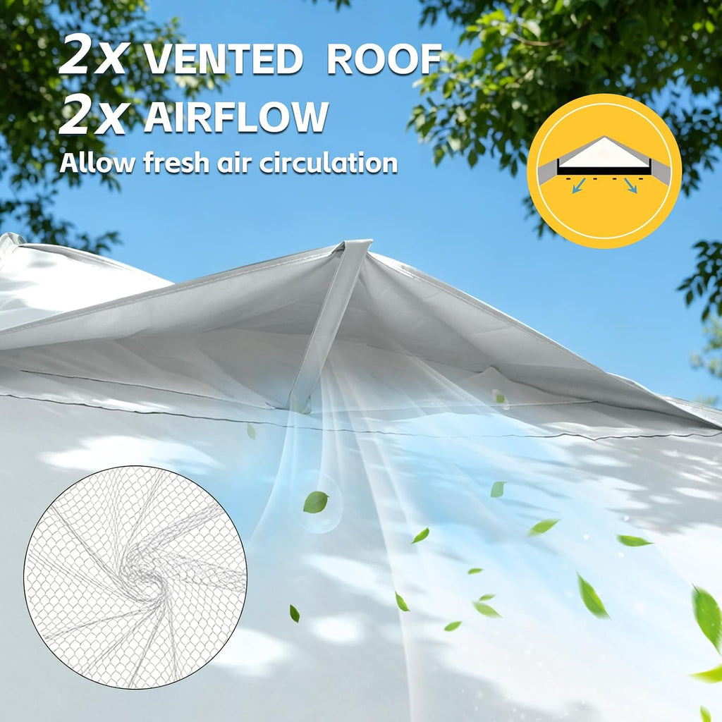 10x10 One Push Pop Up Canopy Tent with Vented Roof, White