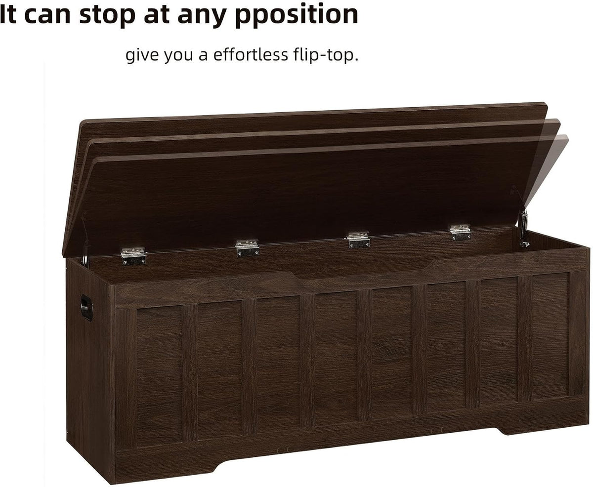 VANKILEY 51.2" Storage Chest Extra Large,Wooden Storage Bench(Espresso)