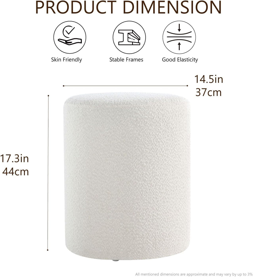 Get Set Style Modern Round Ottoman with Soft Padded Seat, Multifunctional Vanity Stool for Makeup, Upholstered Footrest Stool Ottoman Foot Stool for Living Room, Bedroom
