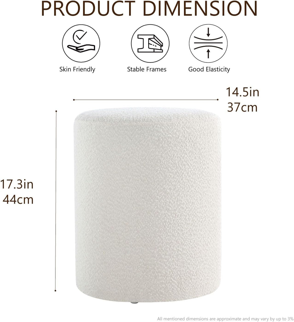 Get Set Style Modern Round Ottoman with Soft Padded Seat, Multifunctional Vanity Stool for Makeup, Upholstered Footrest Stool Ottoman Foot Stool for Living Room, Bedroom