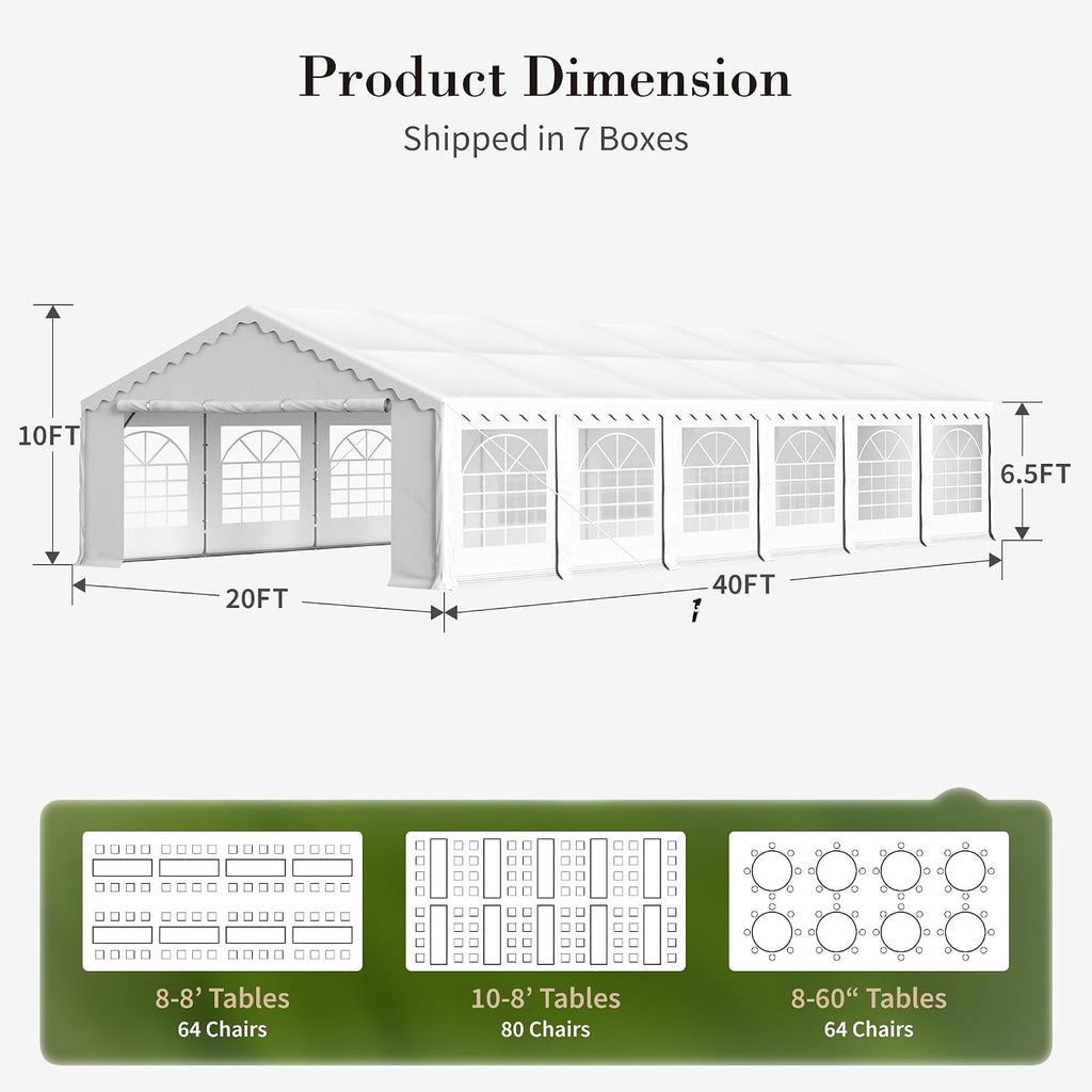 Sophia & William 20x40 Party Tents, Heavy Duty Event Tent for Parties