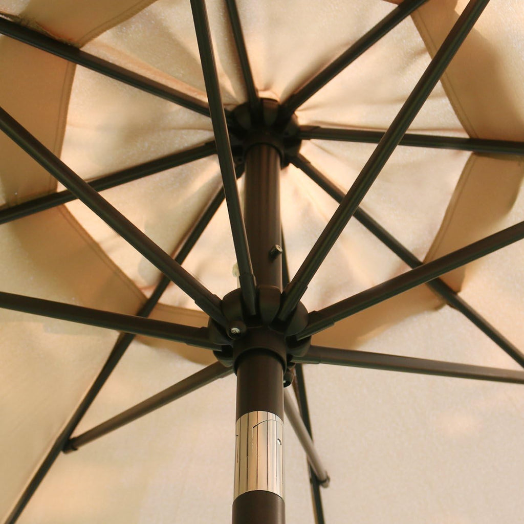 Sunnyglade 9Ft Patio Umbrella Outdoor Table Umbrella with 8 Ribs Tan