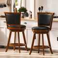 Swivel Bar Stools Set of 2, 24" Counter Height Barstools, Retro Brown
