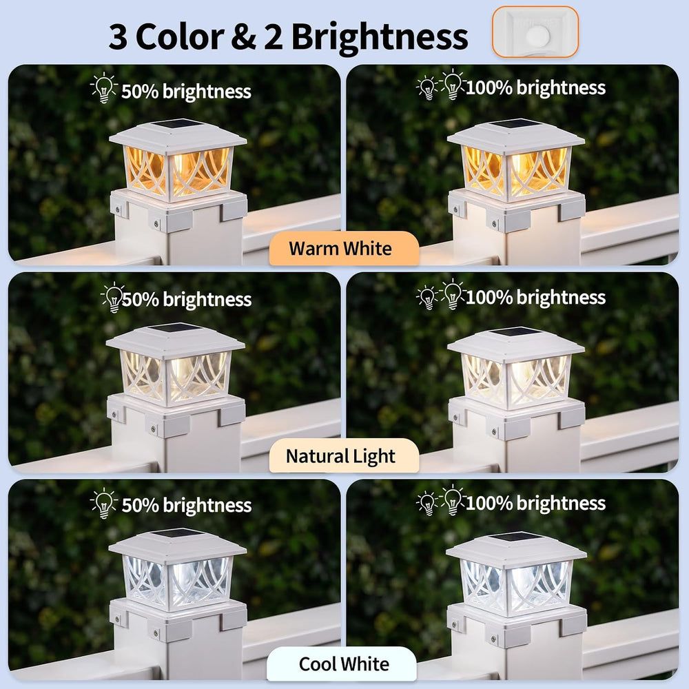JOFIOS Solar Post Lights Outdoor 2pack, Adjustable Base Fits 3.5"–6&quot...