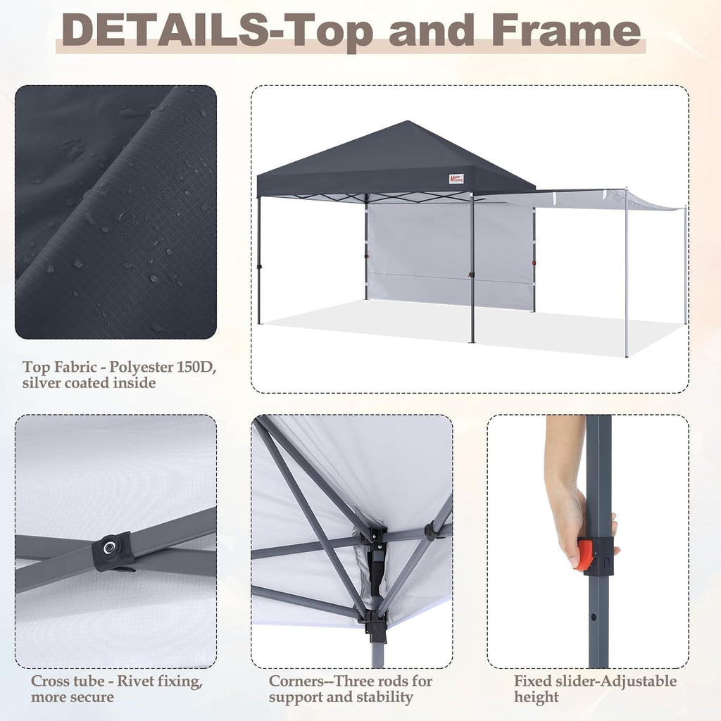 MASTERCANOPY 10x10 Pop Up Canopy Tent with 2 Shelters，230 Sq ft Drak Grey