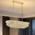 Rectangle Crystal Chandeliers for Dining Room, L36 inch Rectangular Oval Light for Kitchen Island (Gold)
