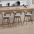 LukeAlon 26" Seat Height Swivel Linen Counter Stools Set of 3, Grey