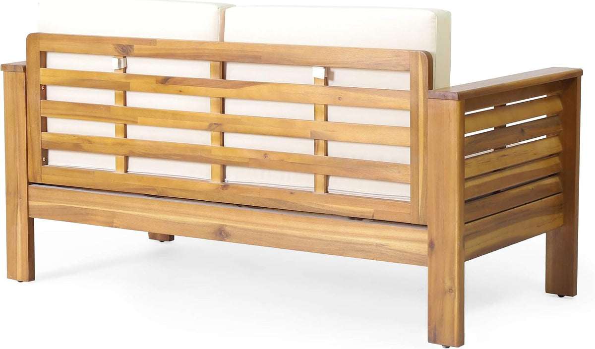 Christopher Knight Home Louver Chat Set, Teak + Cream