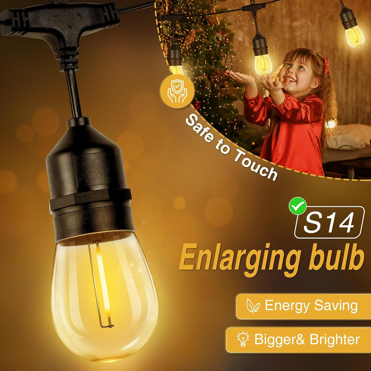 ZJOJO Solar String Lights Outdoor Waterproof 100FT Edison String Lights