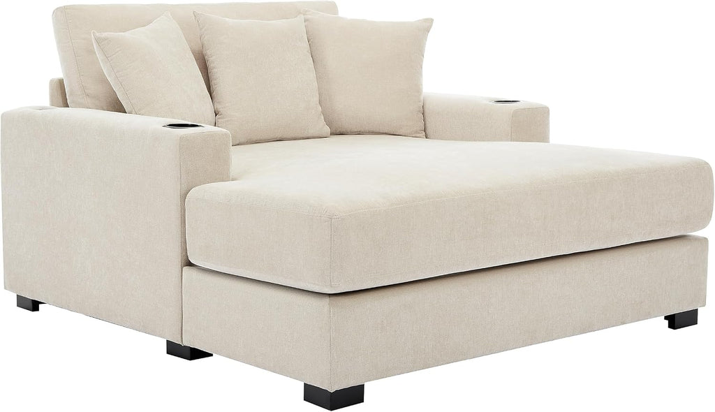 Modern 55" Indoor Oversized Chaise Lounger Cream/55