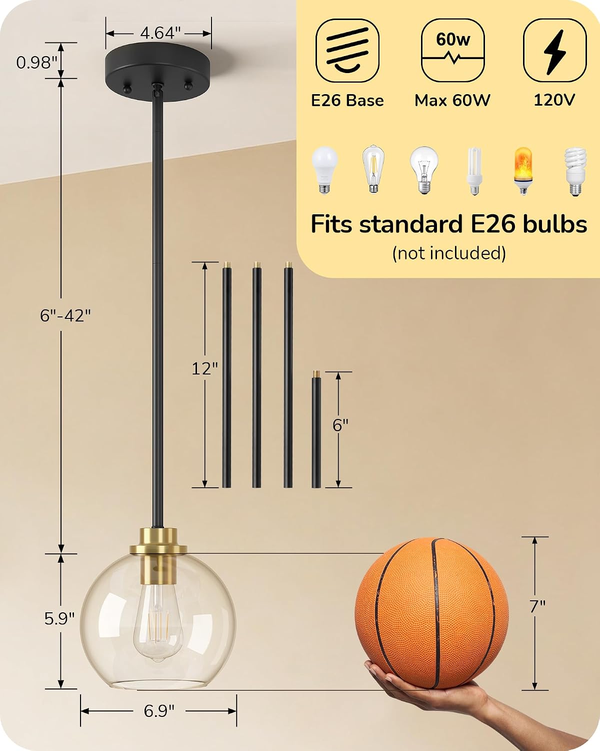 edishine pendant lights 2-pack kitchen island black gold on a desk or shelf