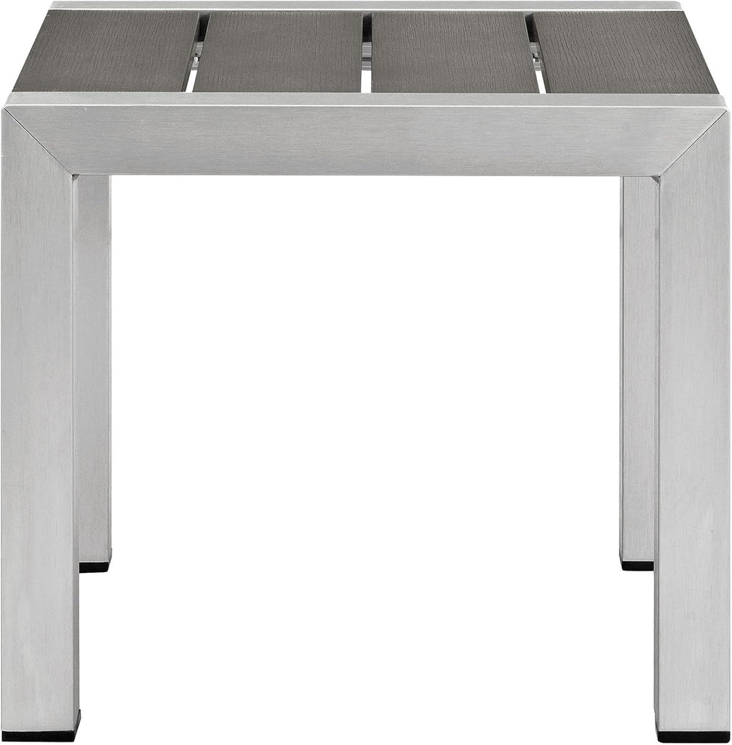 Lexmod Modway Shore 3-Piece Aluminum Outdoor Patio Furniture Set in Silver Navy