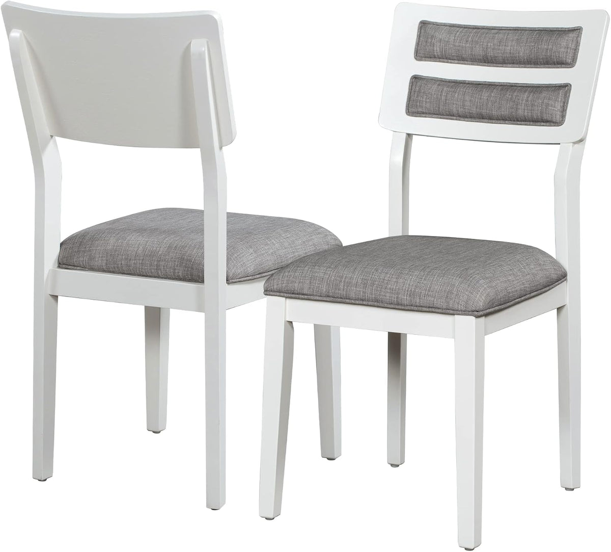 Merax 6-Pieces Solid Wood Dining Table Set for 6, Farmhouse Kitchen Room Table Set with 4 Upholstered Chairs and 1 Bench for Living Room - White+Gray