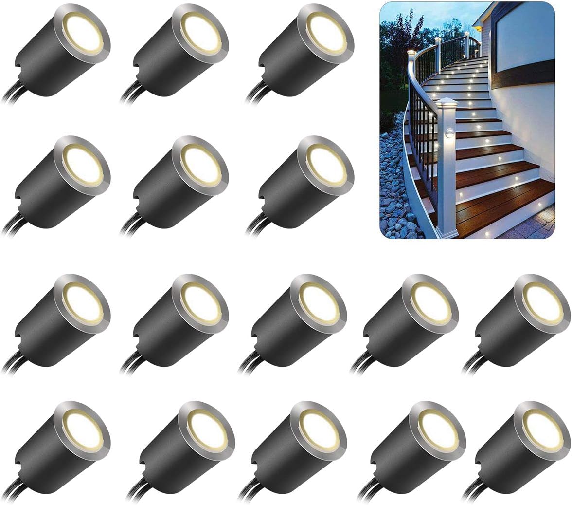 SMY Lighting Recessed LED Deck Light Kits with Black Protecting Shell φ32mm, Outdoor Landscape Lighting IP67 Waterproof,12V Low Voltage for Garden,Yard Steps,Stair,Patio,Floor,Kitchen Decoration
