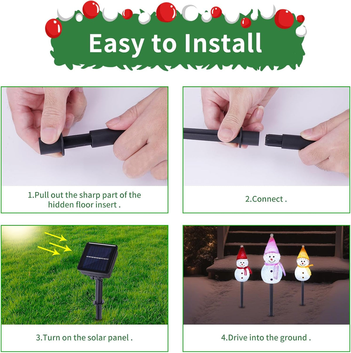 Solar Christmas Snowman Pathway Lights Outdoor Decoration, 6 Pack