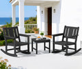SERWALL 3-Piece Patio Furniture Set with 2 Rocking Chairs & Table, Black