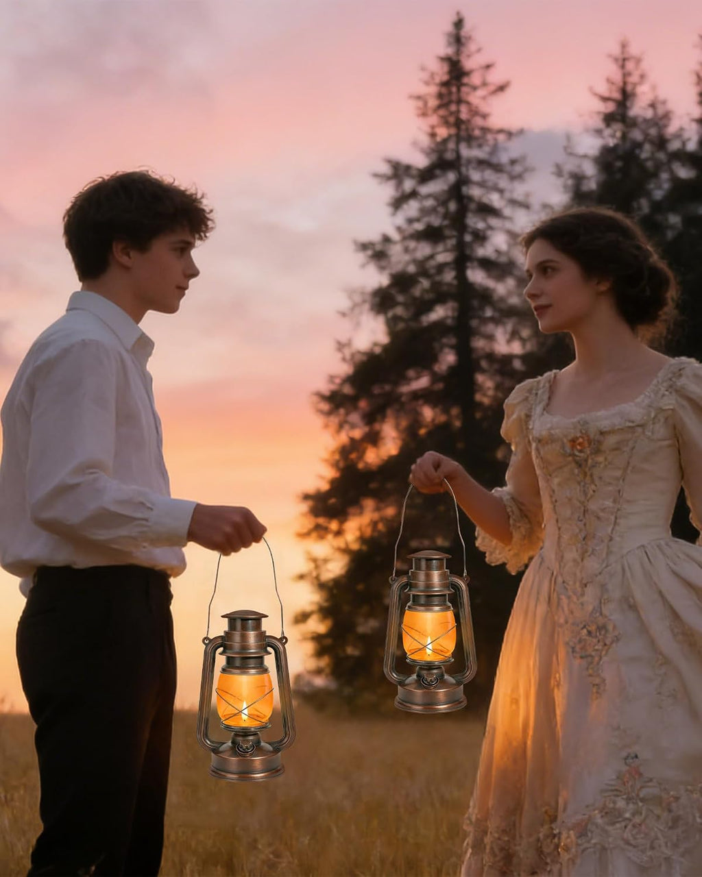 2 Pack Battery Operated Vintage Hanging Lanterns, IP65 Waterproof