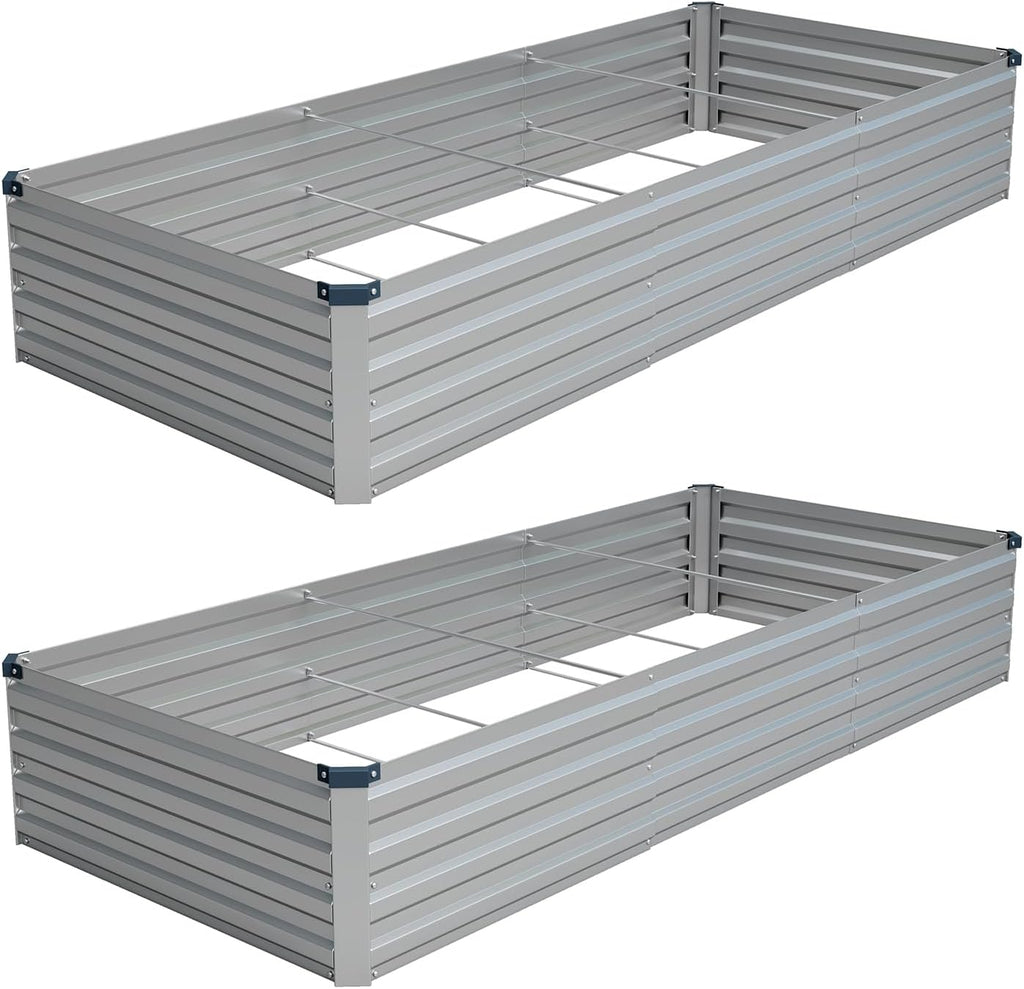 Vengarus 2PCS 9x3x1ft Galvanized Raised Garden Beds Kit,Planter Box Silver