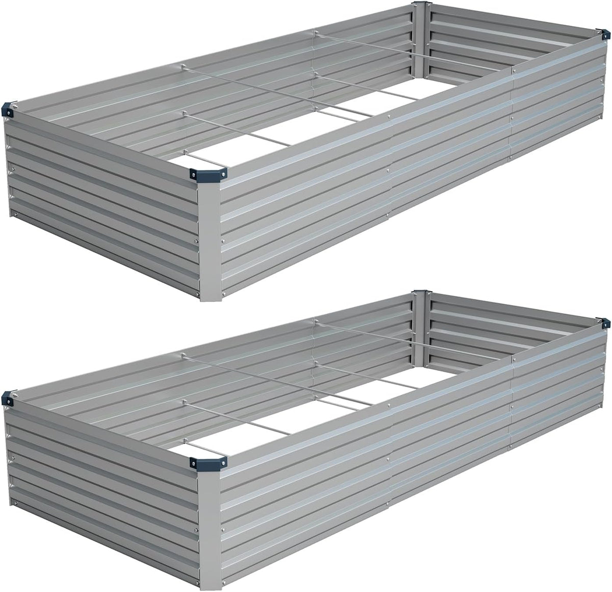 Vengarus 2PCS 9x3x1ft Galvanized Raised Garden Beds Kit,Planter Box Silver
