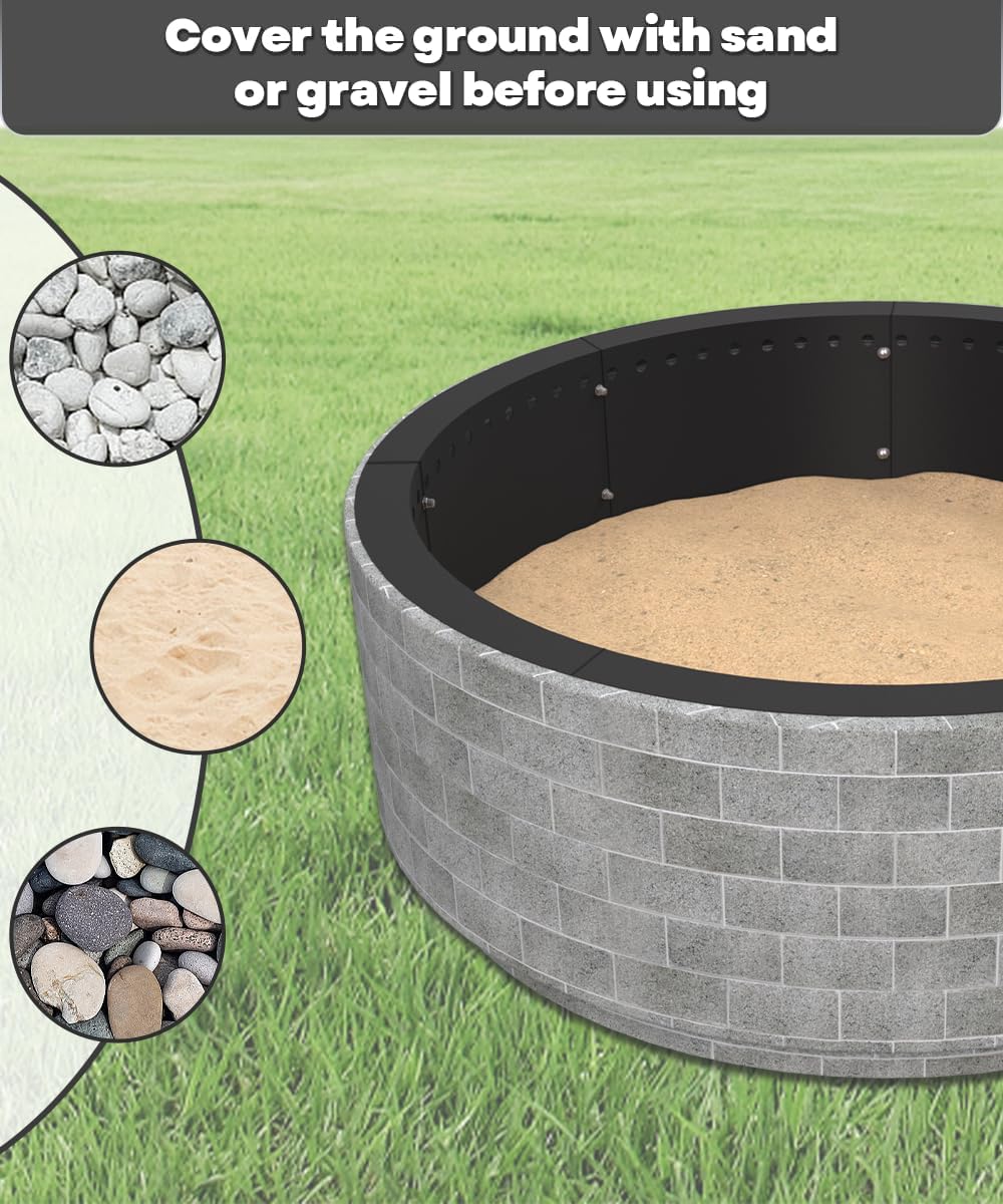 28 Inch Smokeless Fire Pit Ring Insert Firepit Kit Outdoor, Black