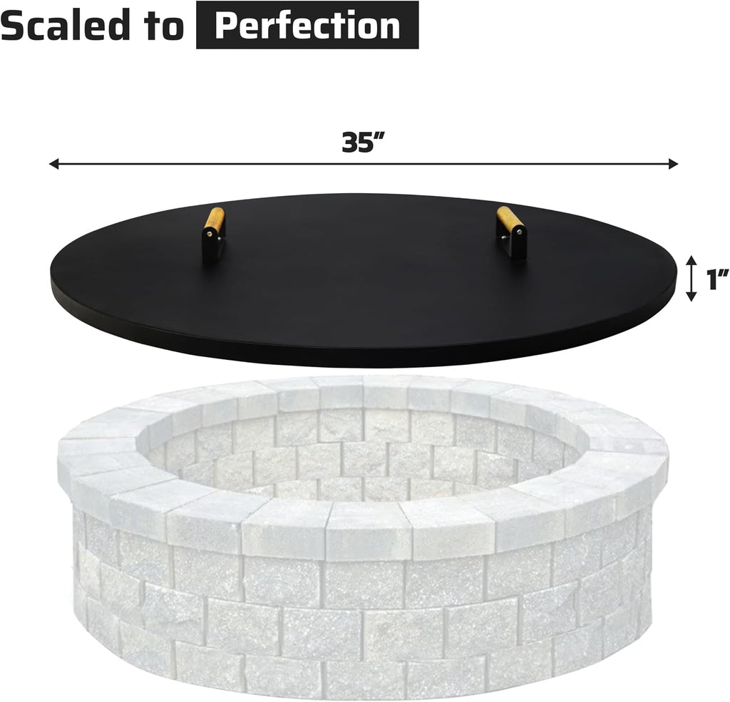 FEBTECH - 35" Round Fire Pit Cover Lid - Fits 32" Fire Pit Fireplace Lid