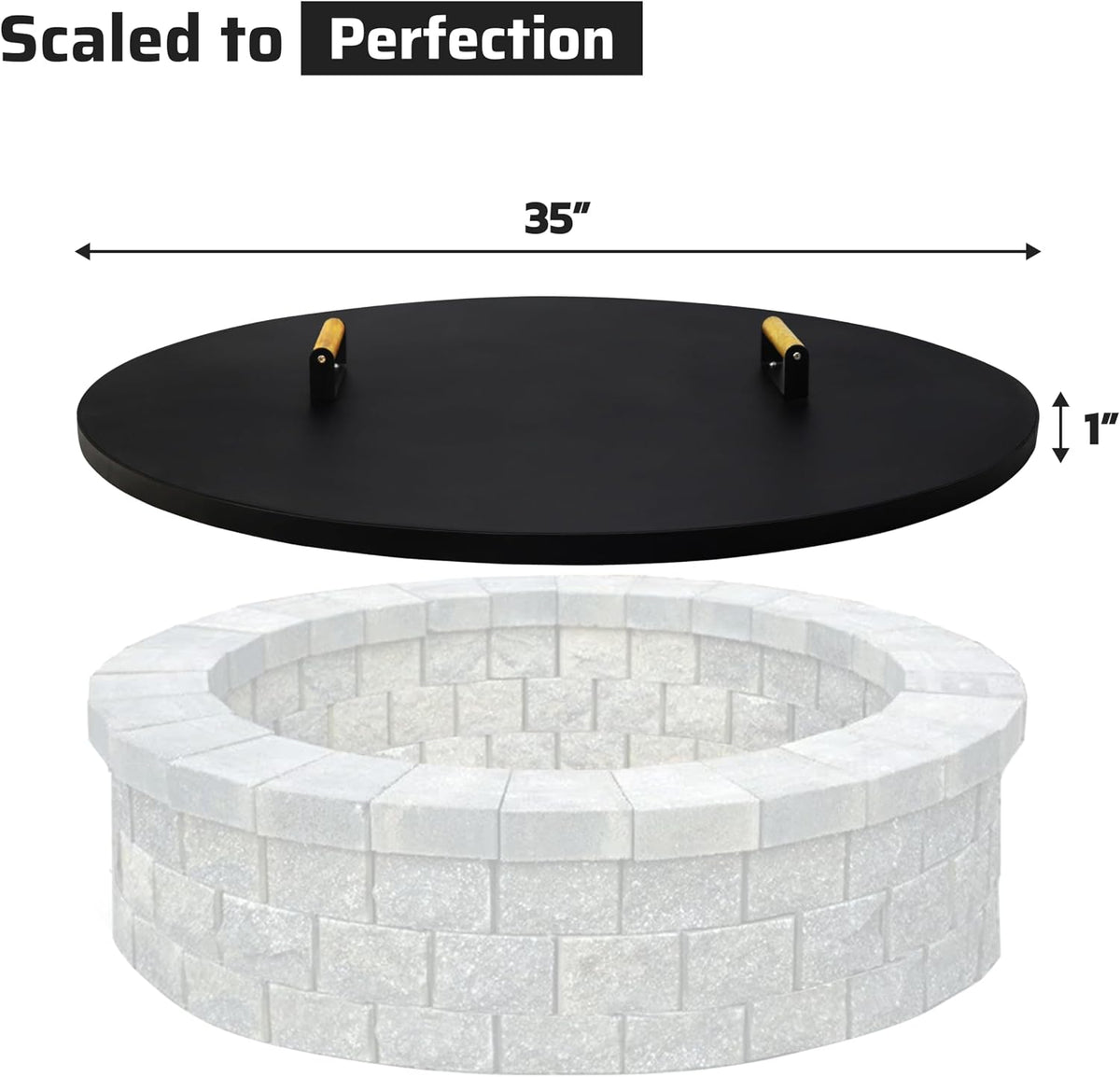 FEBTECH - 35" Round Fire Pit Cover Lid - Fits 32" Fire Pit Fireplace Lid