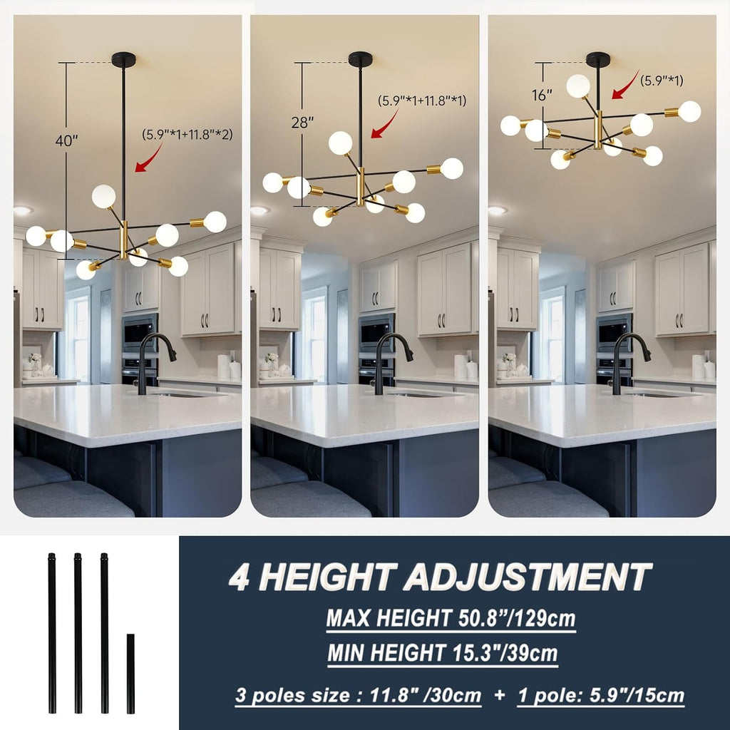 ruiyey modern sputnik chandeliers black and gold mid shown in use
