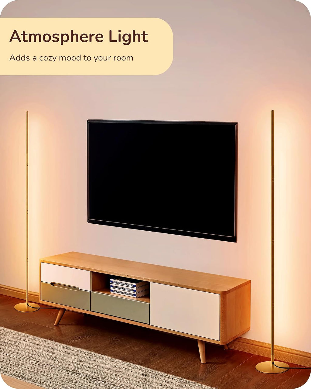 EDISHINE 59.84" Floor Lamps for Living Room, 3000K & Stepless Dimmable,Gold