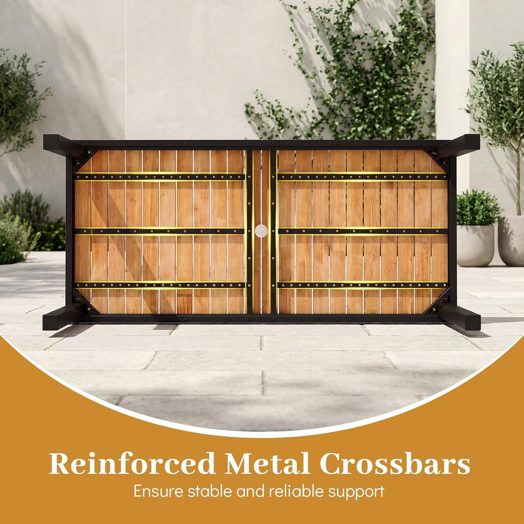 Tangkula 58" Rectangular Wood Patio Dining Table for 6