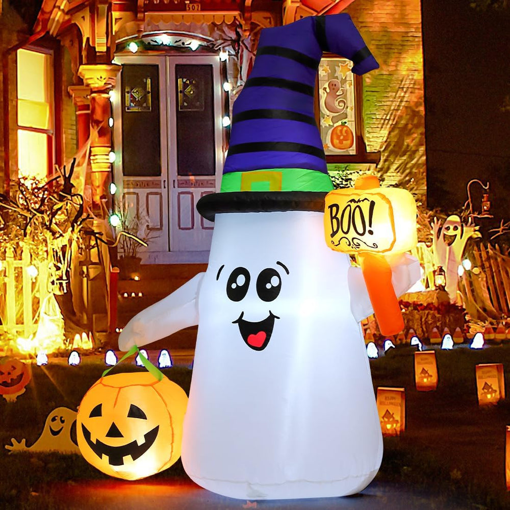 GOOSH 5 FT Halloween Inflatables Ghost Outdoor Decorations Blow Up Yard Cute ...