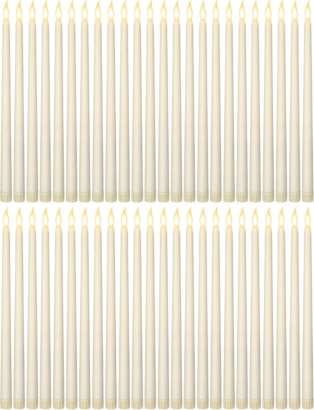Funtery 48 Pcs Flameless LED Taper Candles,Ivory,11",Classic Style