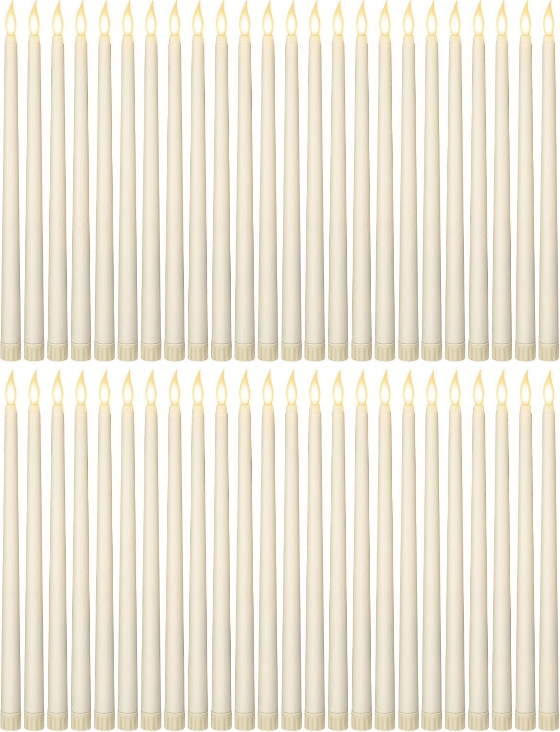 Funtery 48 Pcs Flameless LED Taper Candles,Ivory,11",Classic Style