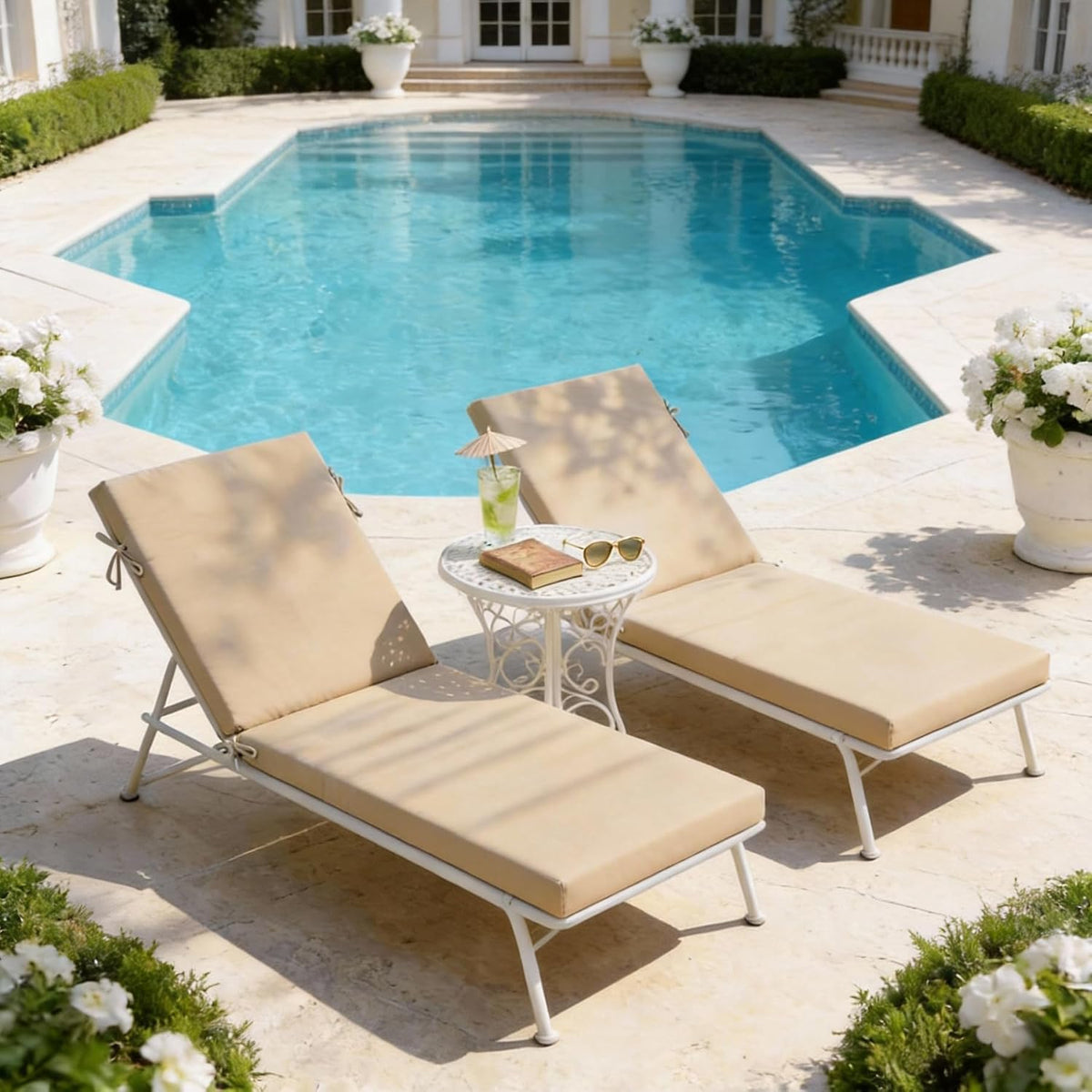 COZYVIDA Outdoor Chaise Lounge Cushions,72"x21"x3.1" Water-Resistant, Fade-Resistant,UV-Resistant 1000+ Hrs, Patio Lounge Chair Cushion with Removable Cover and YKK Zippers,Adjustable Straps