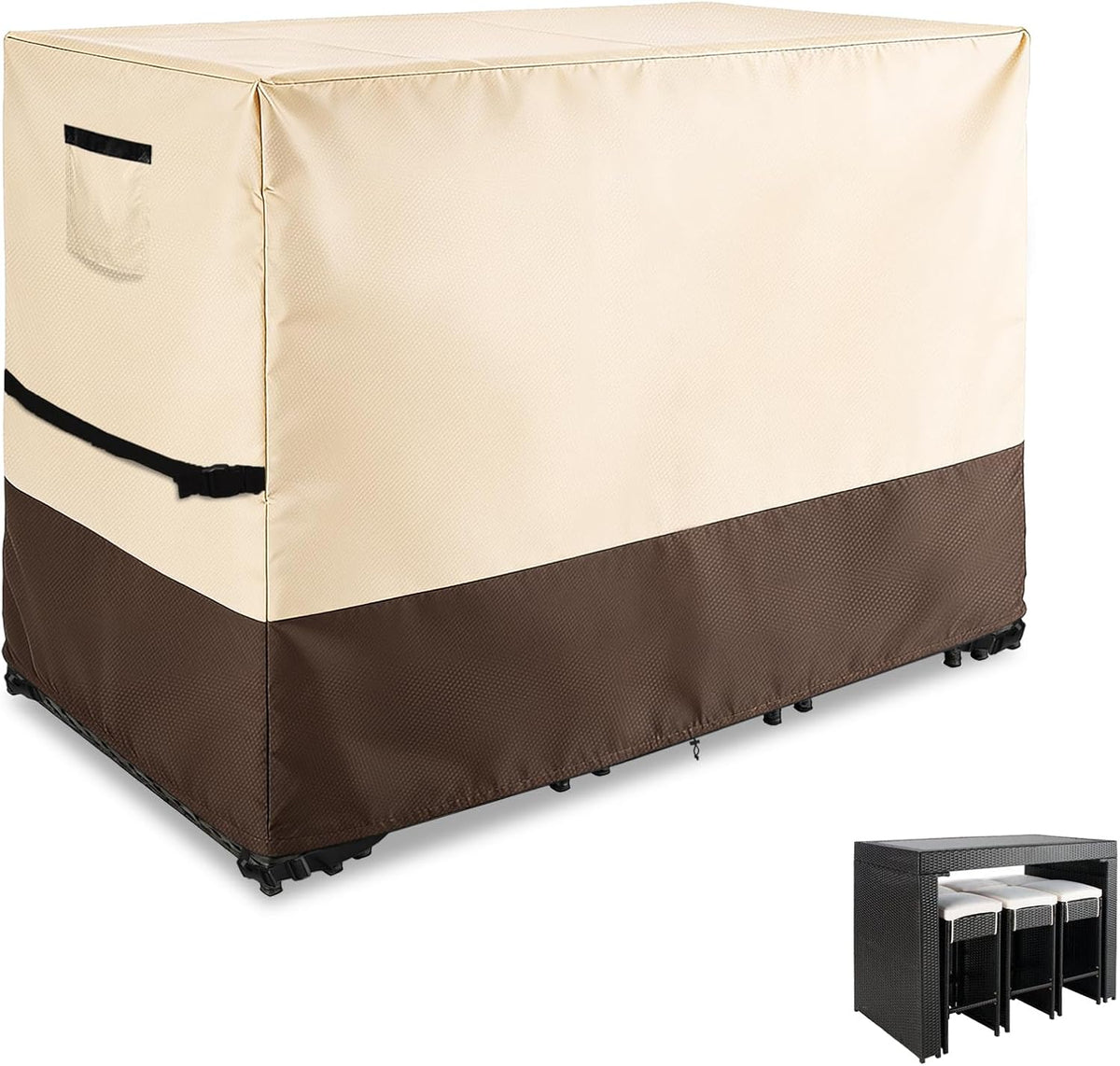 outdoor bar cover patio bistro set cover, beige&brown shown in use