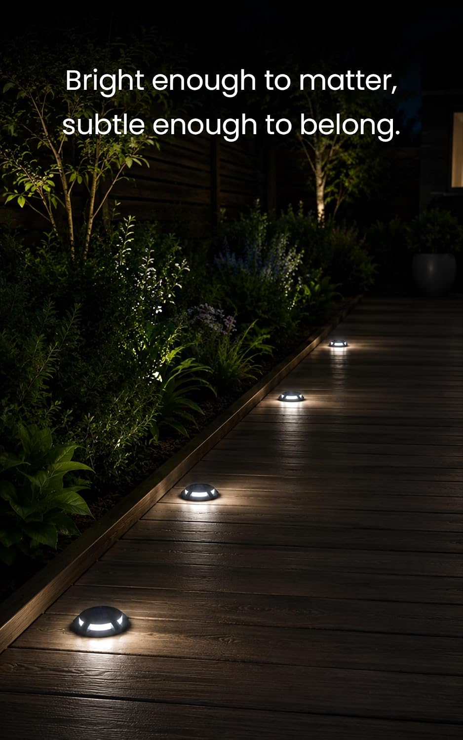 home zone living 12pk solar deck lights, outdoor shown in use