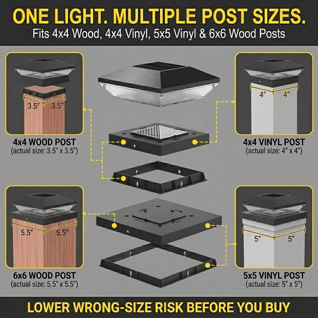 T-SUN Solar Post Cap Lights 12 Pack, 2 Modes Fence Post Solar Lights Black