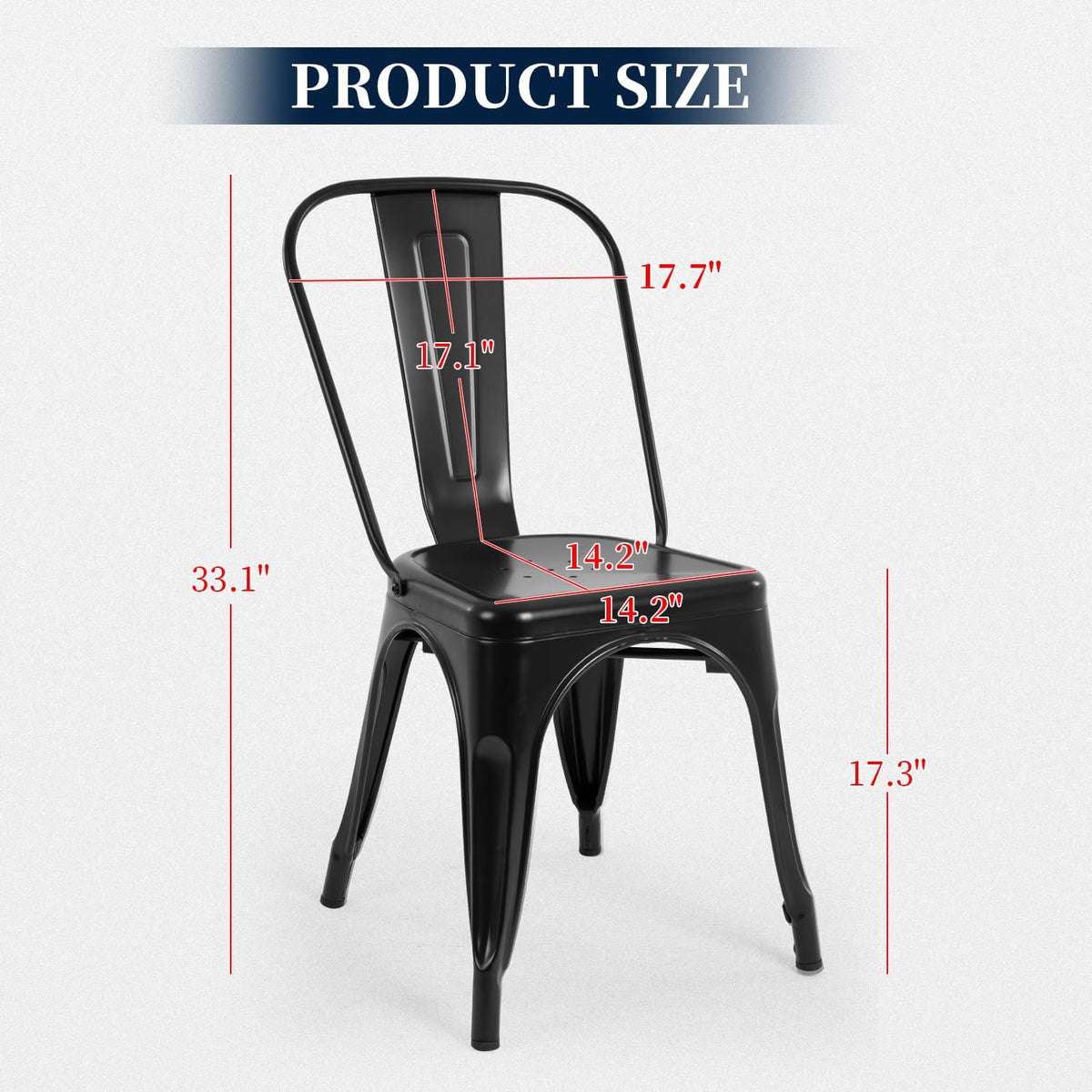 FDW | Metal Dining Chairs | Set of 4, Black | 330lbs Load