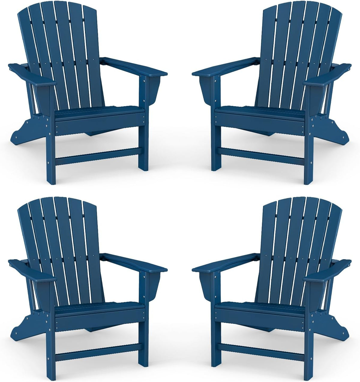 BRIOPAWS Oversized-Adirondack-Chairs-Set-of-4 | HDPE | All Weather | Blue
