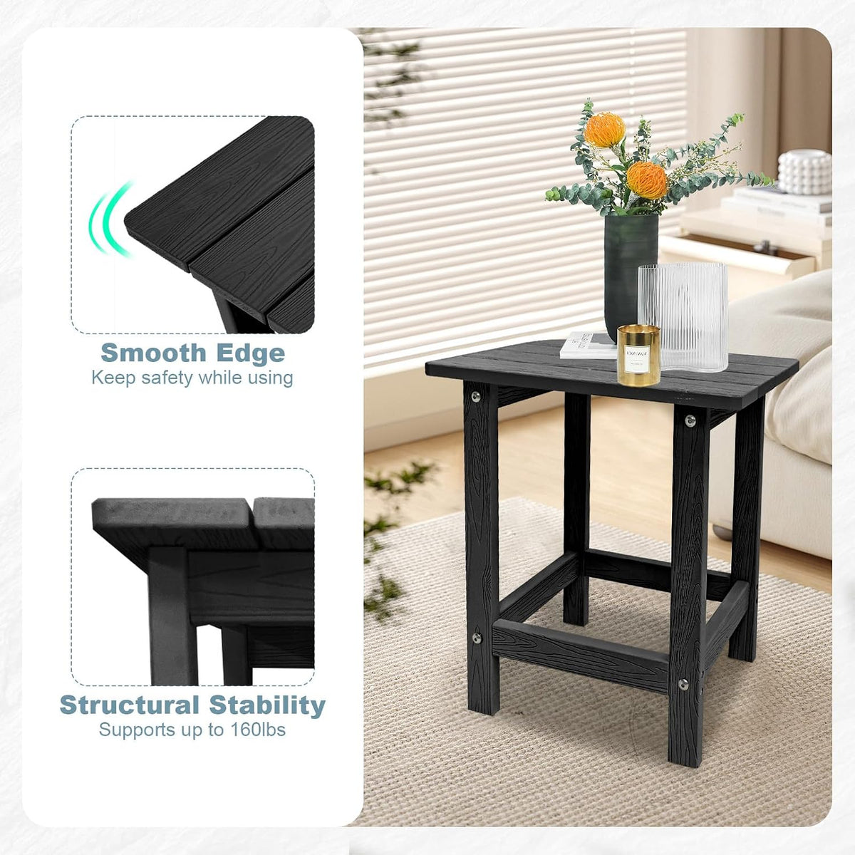 meluvici outdoor side table, hdps single adirondack side, package contents