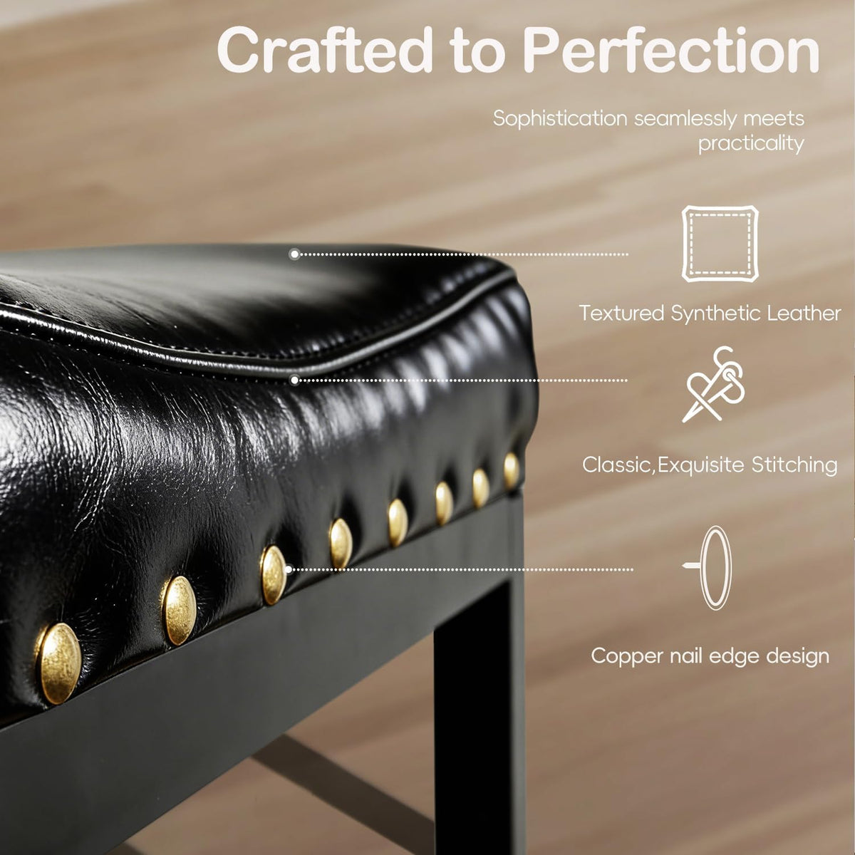 Forteek 30'' Bar Stools Set of 2, Counter Height Barstools with Nailhead