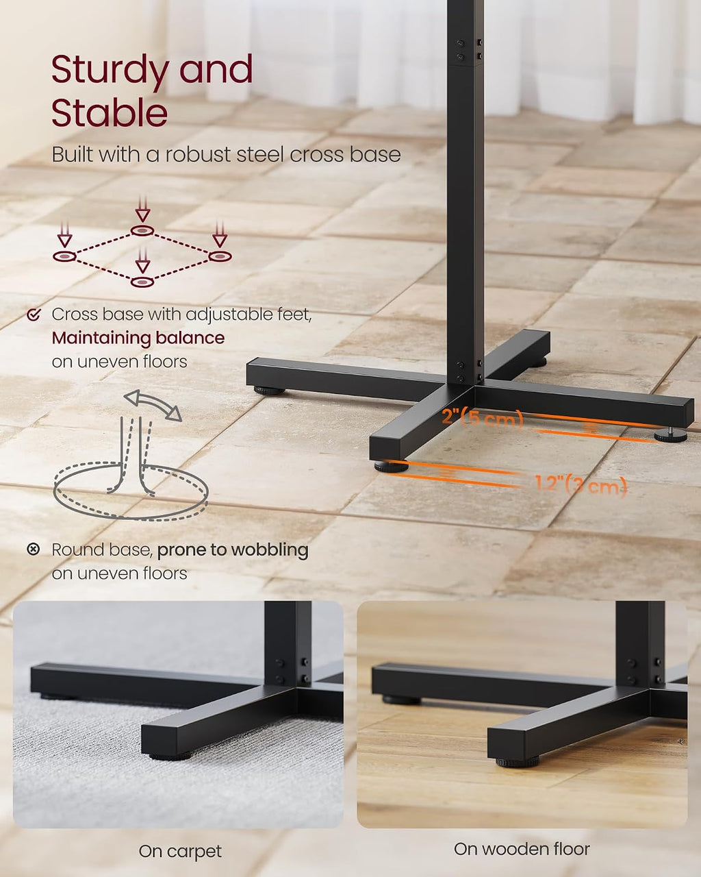 vasagle round bar table set of 2, cocktail, side view